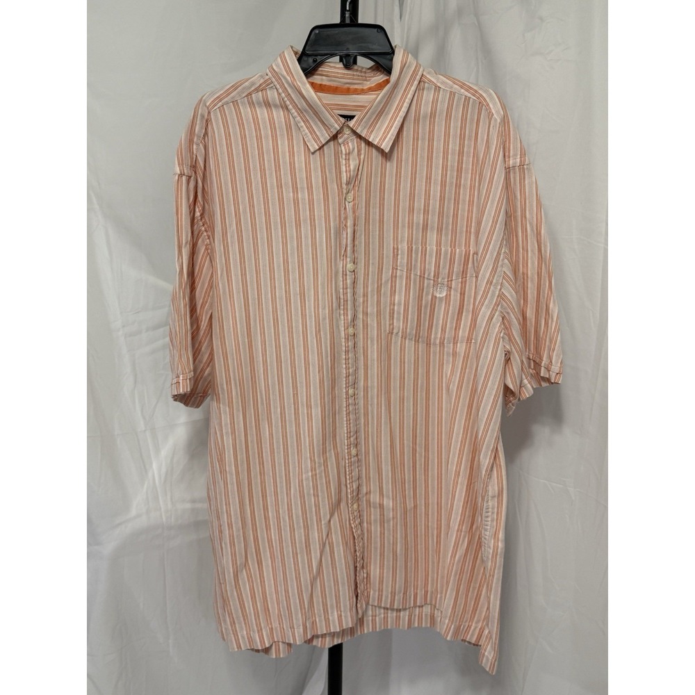 Chaps Shirt Men's 2XT Tall Orange Stripe Short Sleeve Button Down Classic